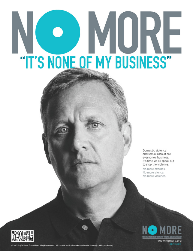 Designed to increase awareness and action to end domestic violence and sexual assault, the NO MORE symbol is spreading the message nationwide. It asks supporters to join in saying “NO MORE silence, NO MORE violence and NO MORE excuses.” Learn more at nomore.org.