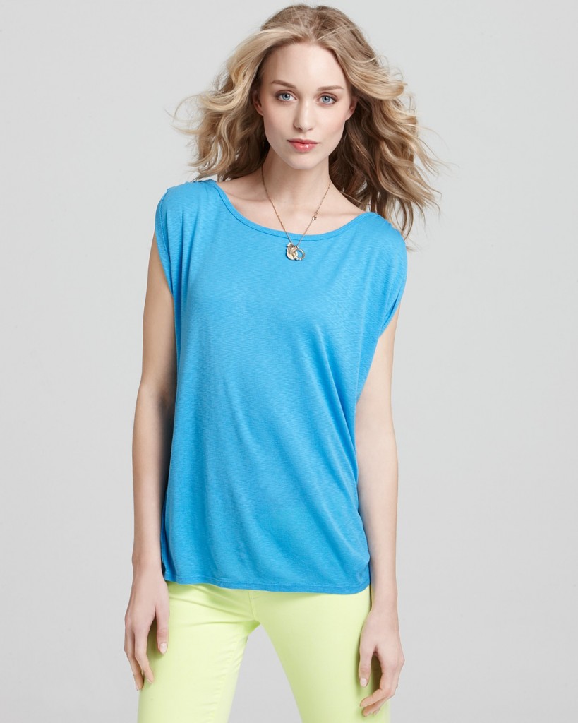 Michael Stars Blue Drapeneck Tee